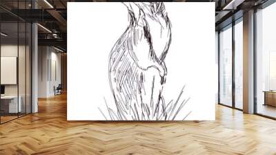 Marmot, prairie dog, graphic black and white drawing Wall mural