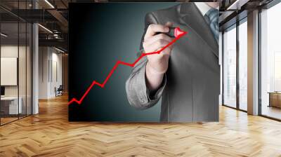 Business man drawing a growing graph Wall mural