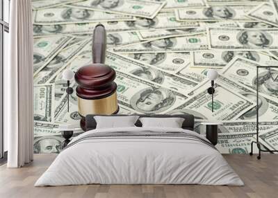 gavel on dollar background Wall mural