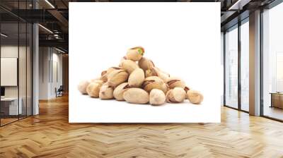 Heap of pistachios nuts isolated on the white Wall mural