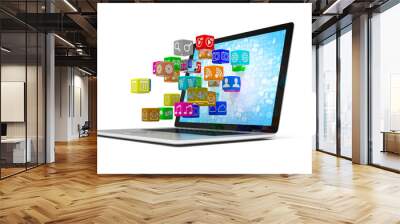 icon app fall in laptop Wall mural