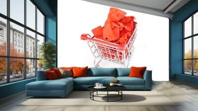 shopping cart isolated on the white background Wall mural