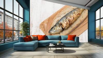 griiled sardine on bread Wall mural