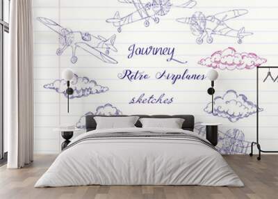 Backgr Colored Airplanes-02 Wall mural