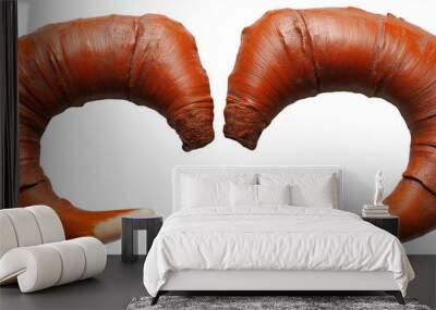 PNG Two brown animal horns with curved shapes Wall mural