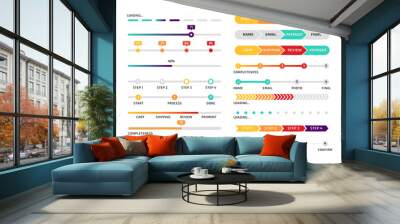 progress bar. step process graphic indicator design, app abstract interface element, website color d Wall mural