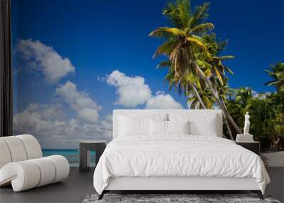 Palm trees on the tropical beach, Caribbean Sea Wall mural