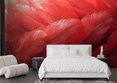 red feathers wallpaper hd wallpaper. generative ai. Wall mural