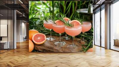 Refreshing cocktails with grapefruit and rosemary. AI. Wall mural