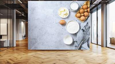 Bakery background. Bake ingredient for recipe Easter cake or dessert, pie. Wall mural