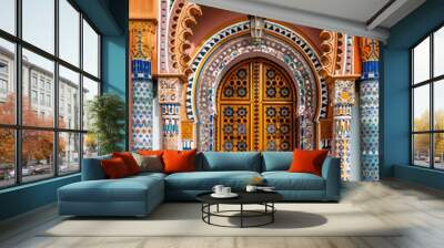 Colorful Moroccan Doorway with Intricate Mosaic Patterns Wall mural