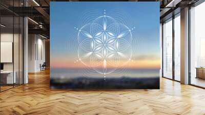 Vector template; Spiritual sacred geometry; Abstract geometric shape based on ancient symbol - 