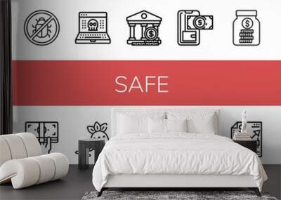 Set of safe icons Wall mural