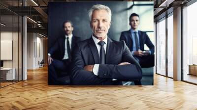 shot of a mature businessman sitting with his employees Wall mural