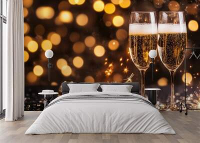 Sparklers, champagne and lights Wall mural