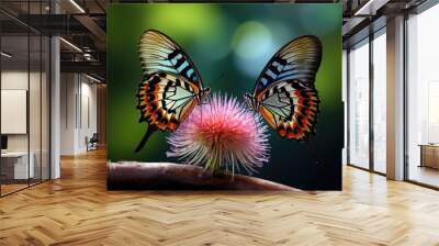 two butterflies resting on a flower Wall mural