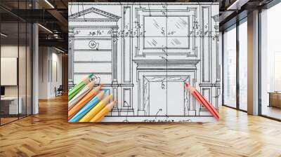 Interior design details drawings Wall mural