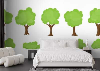 vector illustration set of abstract stylized trees on white background. trees and bushes collection  Wall mural