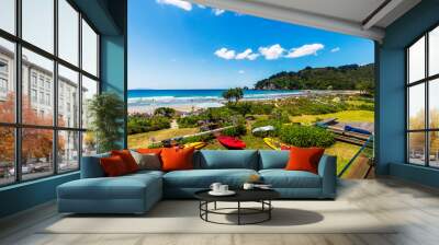 View of Whangamata beach in New Zealand Wall mural