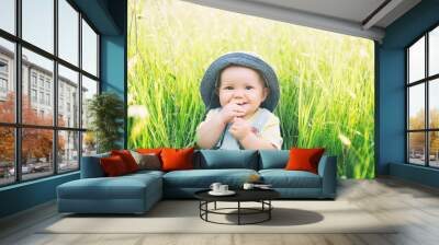 Baby on nature at summertime. Wall mural