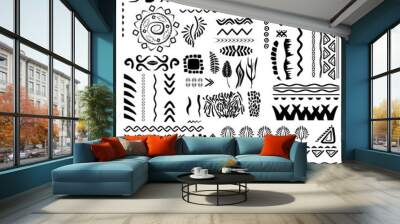 Hand-drawn vector line border set and design element Wall mural