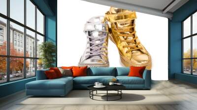 Pair of different sneakers isolated Wall mural