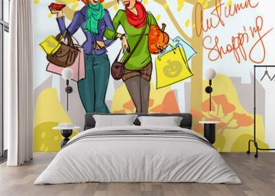 Pretty fashionable women  Wall mural