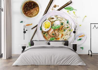 Watercolor Food Painting - Pho Soup Wall mural