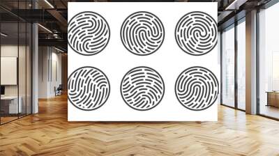 Set of circle fingerprints isolated on white background vector illustration Wall mural