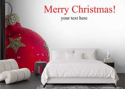 Christmas greeting card with Christmas Red Balls as a  Decorations. Wall mural