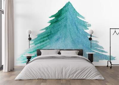 Christmas tree  in watercolor style isolated on white background Wall mural