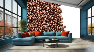 Roasted Coffee Beans background texture isolated on white backgr Wall mural