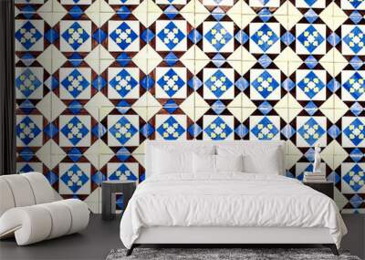 Typical Portuguese tiles, Blue Azulejo, spanish, italian and  mo Wall mural