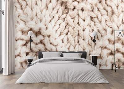 white knitting background texture. knit woolen fabric textile mu Wall mural