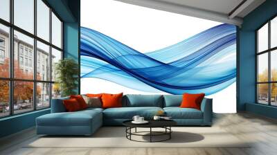 abstract blue wave curve lines designs on white background Wall mural