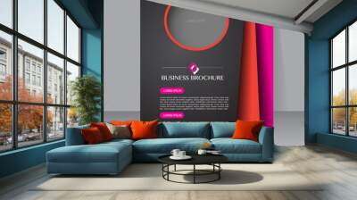 Abstract flyer design background. Brochure template. Can be used for magazine cover, business mockup, education, presentation, report. Black, orange and pink color. Wall mural