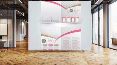 Abstract flyer design background. Brochure template. Can be used for magazine cover, business mockup, education, presentation, report.  Pink and brown color. Wall mural