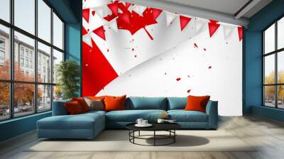 Canada Labour Day. Canadian red and white bunting flag background. National workers holiday concept. Vector illustration. Wall mural