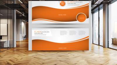 Flyer banner or web header template set. Vector illustration promotion design background. Orange color. Wall mural