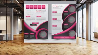 Flyer template. Business brochure. Editable A4 poster for design, education, presentation, website, magazine cover. Black and pink color. Wall mural