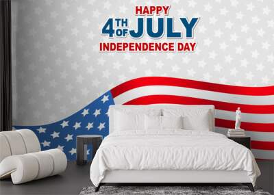 Happy 4th of July. USA independence day greeting card with American flag and lettering. Vector illustration. Wall mural