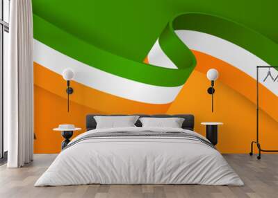 India Republic Day banner or header. National Indian holiday design concept with white, orange, and green flag ribbon. Vector illustration. Wall mural