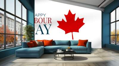 Labour Day banner or header. Canadian red and white bunting flag background. Canada national workers holiday concept. Vector illustration. Wall mural