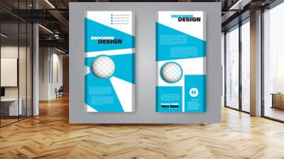 Narrow flyer and leaflet design. Set of two side brochure templates. Vertical banners. Blue colors. Vector illustration mockup. Wall mural