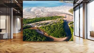 Aerial view to the ocean coast Wall mural