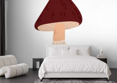 Hand drawn mushroom. Autumn vibes, forest, food. Vector simple flat design isolated on white background Wall mural