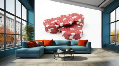 poker chips on white background Wall mural