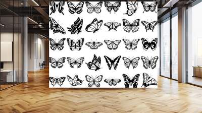 Set Of Butterflies Solid Icons Icons Web Header Banner Design Containing Insect,Moth,Garden,Spring,Butterfly Business Infographic Elements Logo Vector Illustration Wall mural