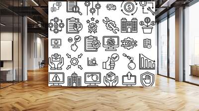 Set Of Linear Business Continuity Icons Collection Isolated Silhouette Solid Icons Including Business,Management,Like,Feedback,Service Outline Icons Collection. Simple Vector Illustration Wall mural