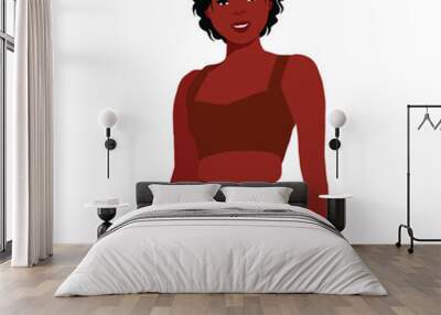 Stylish afro black woman in elegant art style vector Wall mural